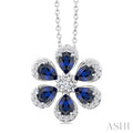 Blossom Pear Shape Gemstone & Diamond Pendant