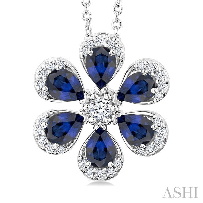 Blossom Pear Shape Gemstone & Diamond Pendant