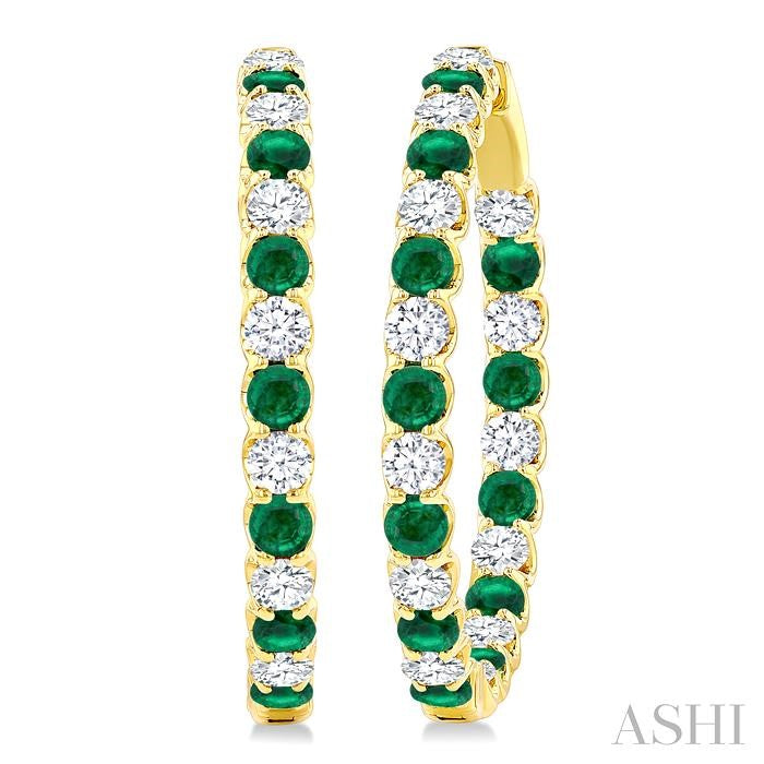 Inside-Out Alternate Gemstone & Diamond Hoop Earrings