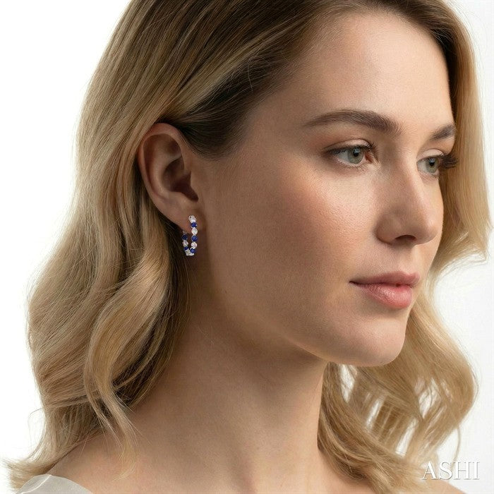 Inside-Out Alternate Gemstone & Diamond Hoop Earrings