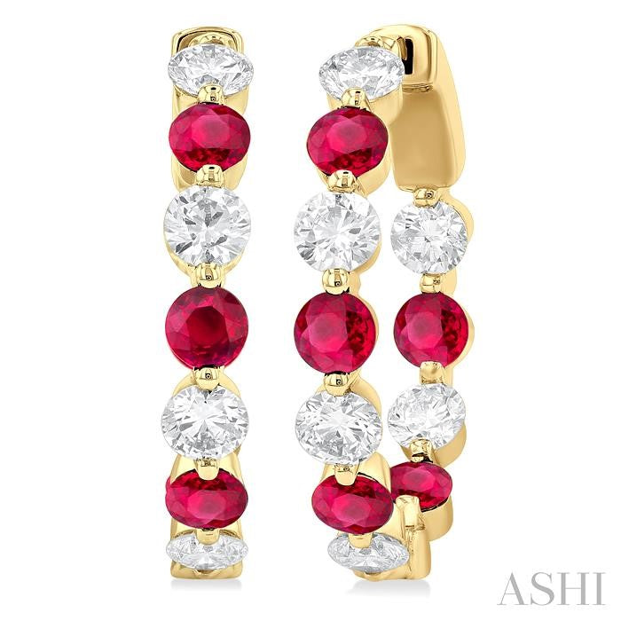 Inside-Out Alternate Gemstone & Diamond Hoop Earrings