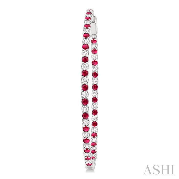 Inside-Out Alternate Gemstone & Diamond Hoop Earrings