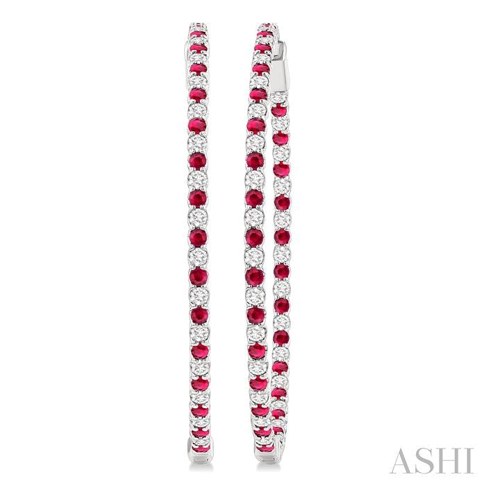 Inside-Out Alternate Gemstone & Diamond Hoop Earrings