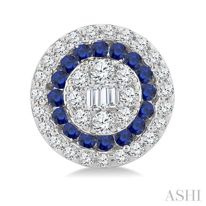 Round Shape Gemstone & Diamond Fusion Earrings