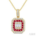 Emerald Shape Gemstone & Diamond Fusion Pendant