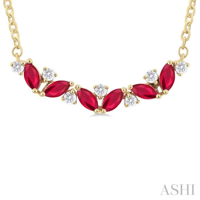 Marquise Shape Gemstone & Diamond Necklace
