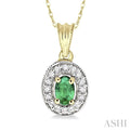 Oval Shape Gemstone & Halo Diamond Pendant