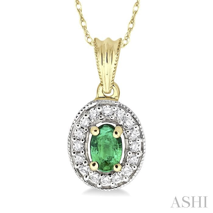 Oval Shape Gemstone & Halo Diamond Pendant
