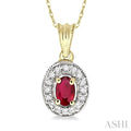 Oval Shape Gemstone & Halo Diamond Pendant