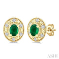 Oval Shape Gemstone & Diamond Earrings