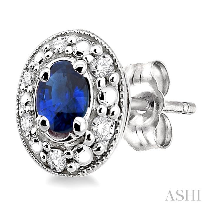Oval Shape Gemstone & Diamond Earrings