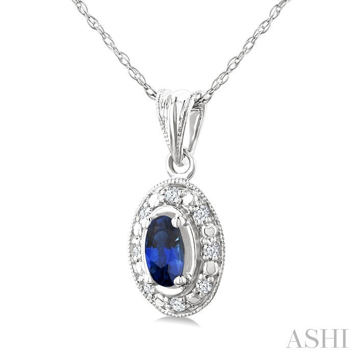 Oval Shape Gemstone & Halo Diamond Pendant