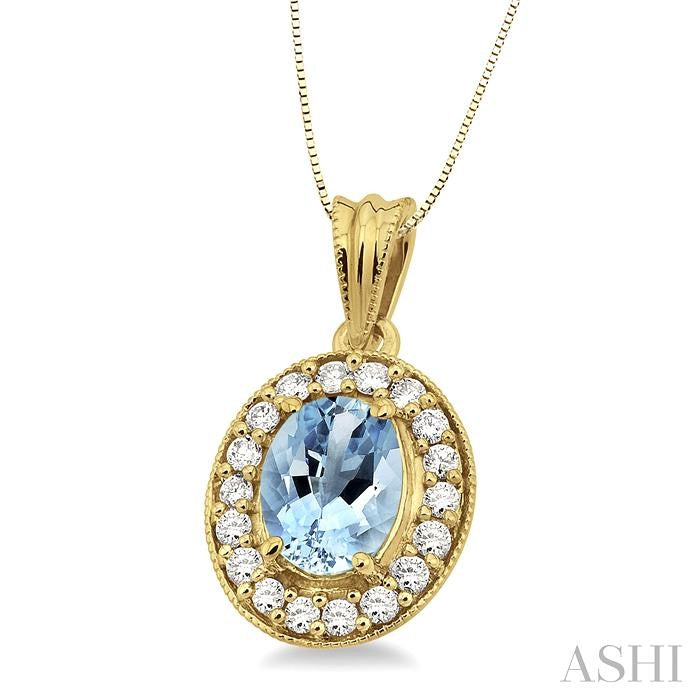 Oval Shape Gemstone & Halo Diamond Pendant