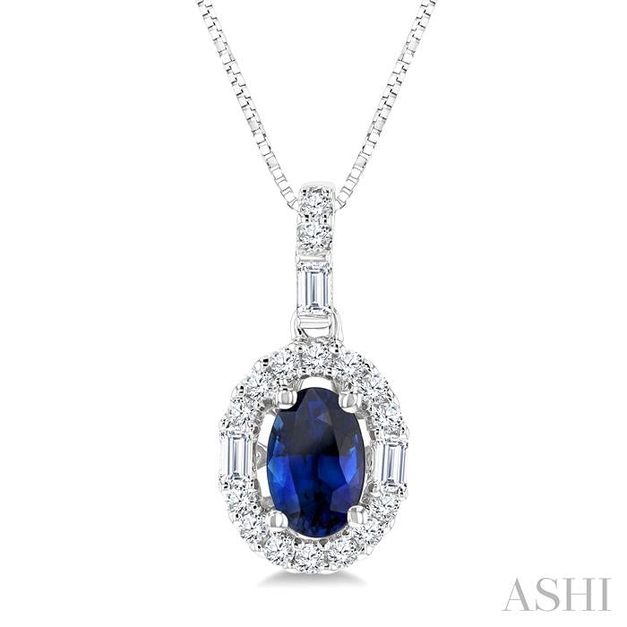 Oval Shape Gemstone & Halo Diamond Pendant
