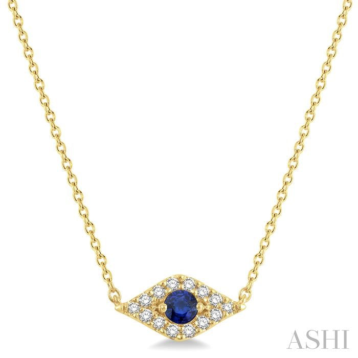 Evil Eye Gemstone & Petite Diamond Fashion Pendant