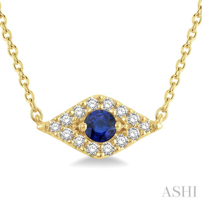 Evil Eye Gemstone & Petite Diamond Fashion Pendant