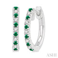 Alternate Gemstone & Diamond Huggie Fashion Earrings