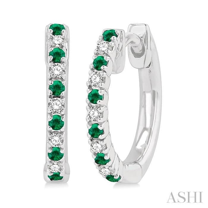 Alternate Gemstone & Diamond Huggie Fashion Earrings