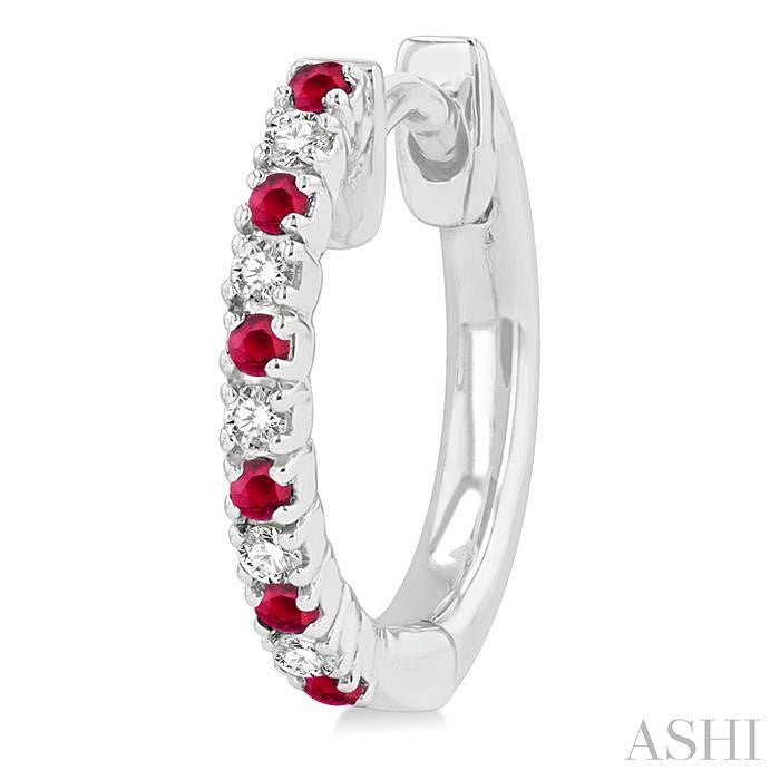 Alternate Gemstone & Diamond Huggie Fashion Earrings