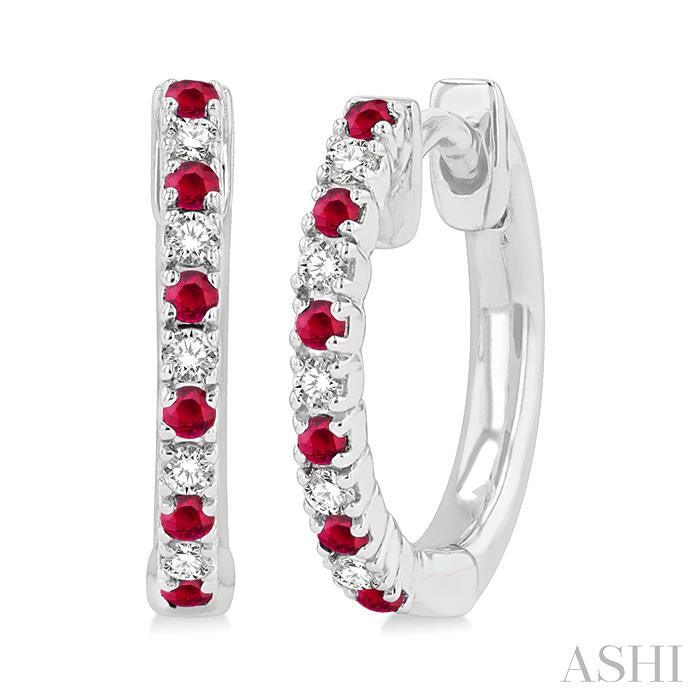 Alternate Gemstone & Diamond Huggie Fashion Earrings
