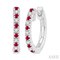 Alternate Gemstone & Diamond Huggie Fashion Earrings