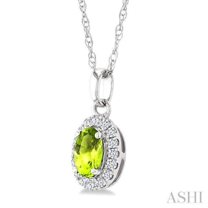 Oval Shape Gemstone & Halo Diamond Pendant