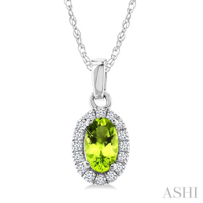 Oval Shape Gemstone & Halo Diamond Pendant