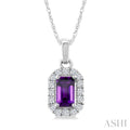Emerald Shape Gemstone & Halo Diamond Pendant