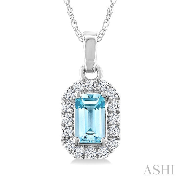 Emerald Shape Gemstone & Halo Diamond Pendant