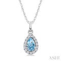 Pear Shape Gemstone & Halo Diamond Pendant
