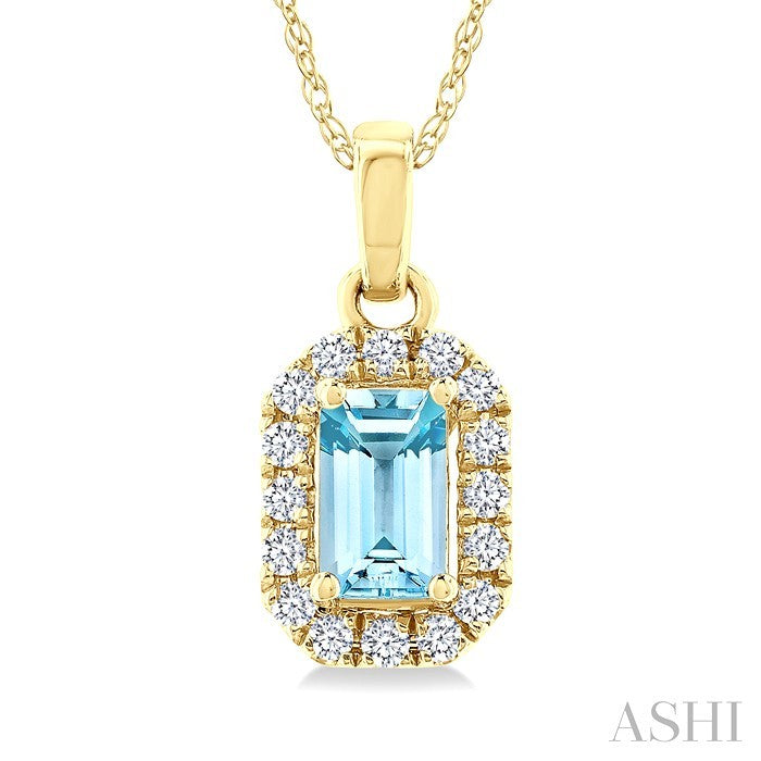 Emerald Shape Gemstone & Halo Diamond Pendant