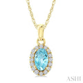 Oval Shape Gemstone & Halo Diamond Pendant