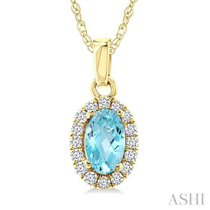 Oval Shape Gemstone & Halo Diamond Pendant