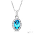 Oval Shape Gemstone & Halo Diamond Pendant