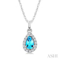 Pear Shape Gemstone & Halo Diamond Pendant
