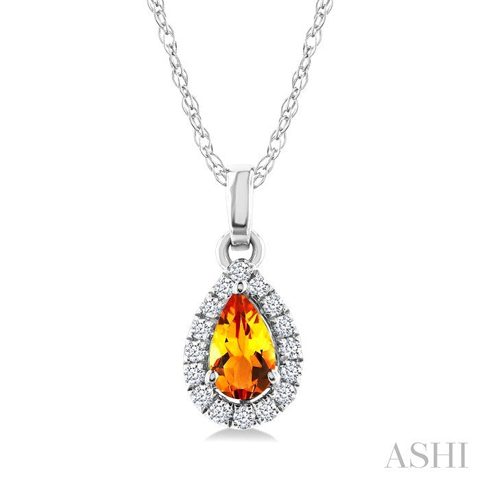 Pear Shape Gemstone & Halo Diamond Pendant