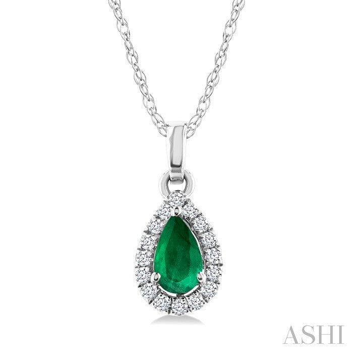 Pear Shape Gemstone & Halo Diamond Pendant