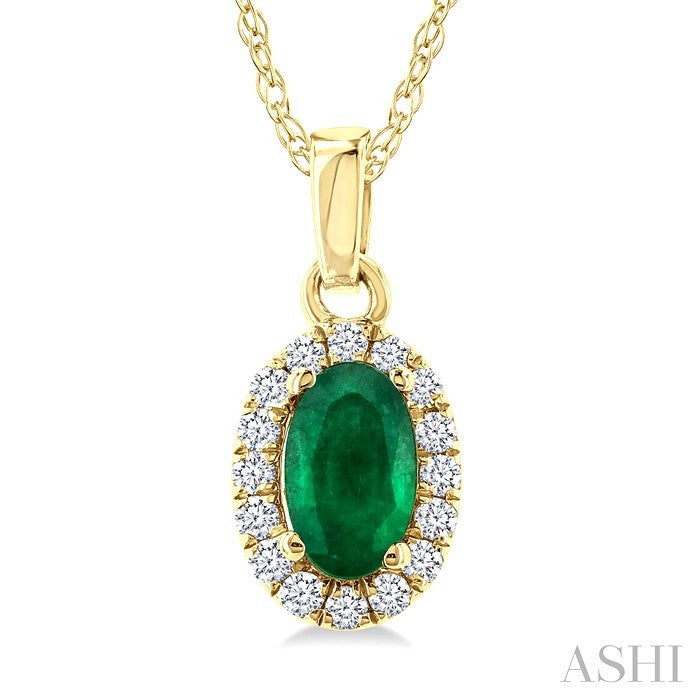 Oval Shape Gemstone & Halo Diamond Pendant