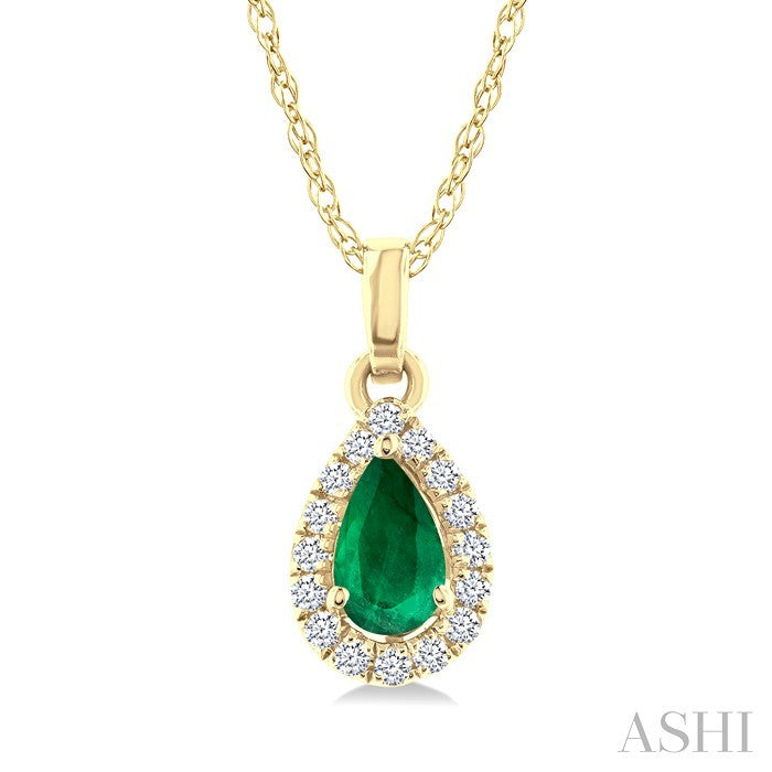 Pear Shape Gemstone & Halo Diamond Pendant