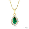Pear Shape Gemstone & Halo Diamond Pendant