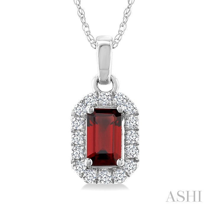 Emerald Shape Gemstone & Halo Diamond Pendant