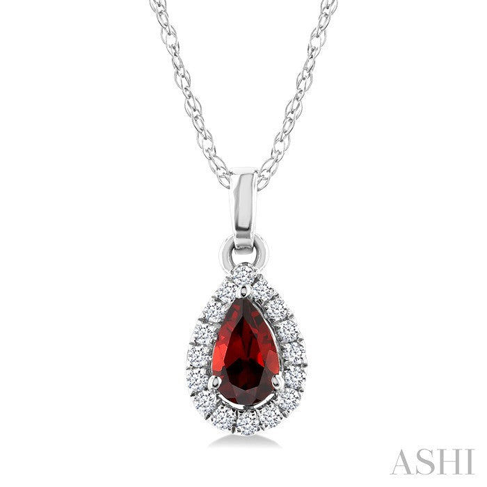 Pear Shape Gemstone & Halo Diamond Pendant
