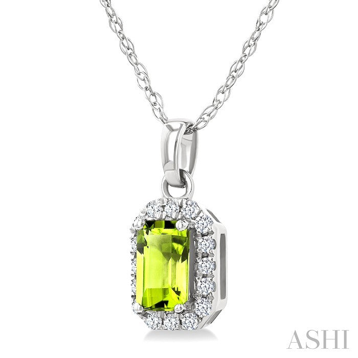 Emerald Shape Gemstone & Halo Diamond Pendant