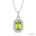 Emerald Shape Gemstone & Halo Diamond Pendant