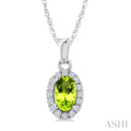 Oval Shape Gemstone & Halo Diamond Pendant