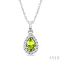 Pear Shape Gemstone & Halo Diamond Pendant