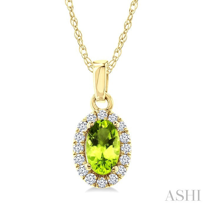 Oval Shape Gemstone & Halo Diamond Pendant
