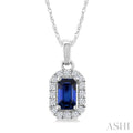 Emerald Shape Gemstone & Halo Diamond Pendant