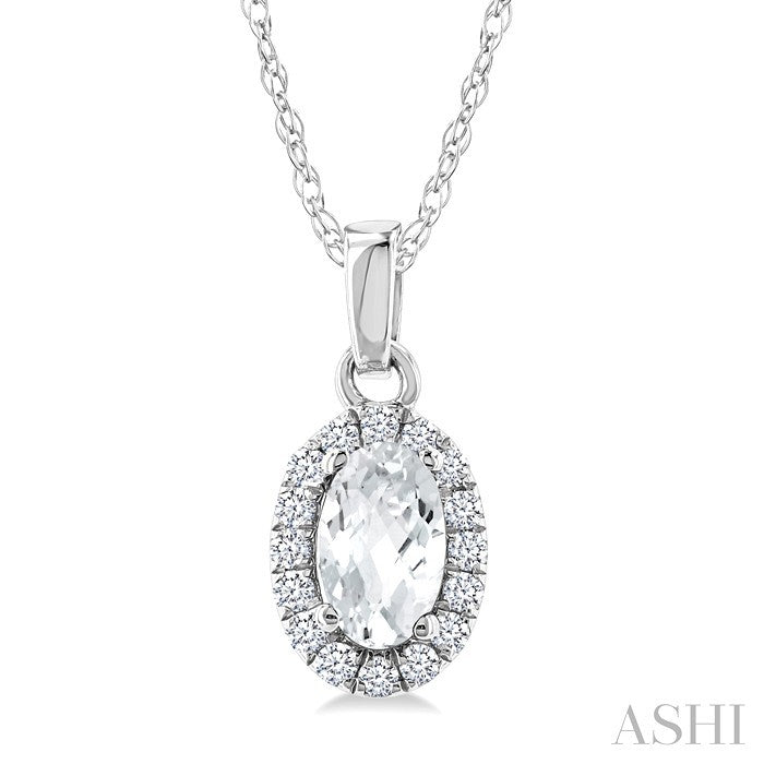 Oval Shape Gemstone & Halo Diamond Pendant
