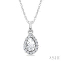 Pear Shape Gemstone & Halo Diamond Pendant